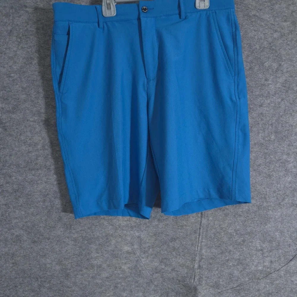 Dunning‎ Golf Shorts Men's 32 Blue Chino Casual Solid Performance Preppy Sports